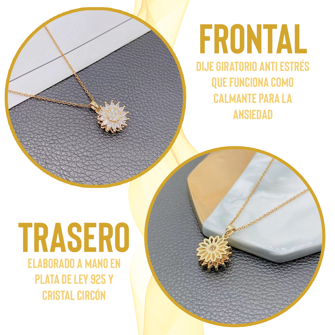 COLLAR GIRASOL GIRATORIO + CAJA REGALO DE LUJO EN FORMA DE CORAZÓN 💖